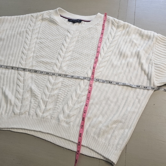 Tommy Hilfiger Cable Knit Sweater Oversized Cropped Xl - Picture 10 of 11